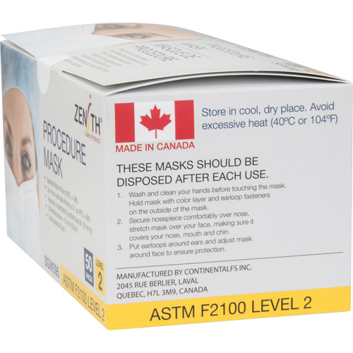 Disposable Procedure Face Masks, ASTM F2100 Level 2, Class 1 Ontario Safety Products