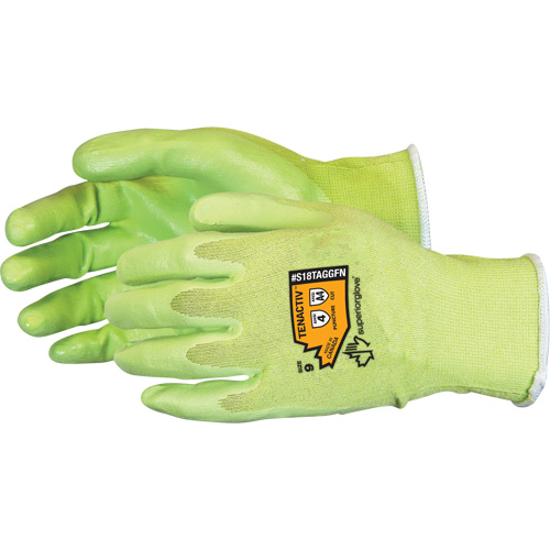 Gants &agrave; haute visibilit&eacute; en fibre de filament composite r&eacute;sistants aux coupures, Taille 5, Calibre 18, Rev&ecirc;tement Mousse de nitrile, Enveloppe en TenActiv, ANSI/ISEA 105 niveau 4 Ontario Safety Products