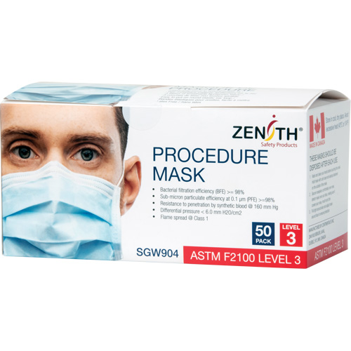 Disposable Procedure Face Masks, ASTM F2100 Level 3, Class 1 Ontario Safety Products