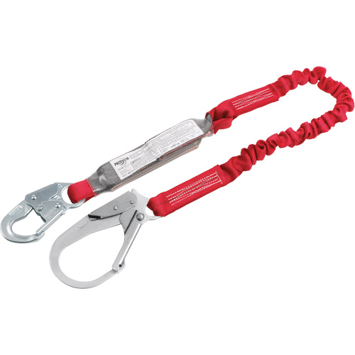 Pro Elastic Shock-Absorbing Lanyard, 6', Rebar Hook Center, Snap Hook Leg Ends, Polyester Ontario Safety Products