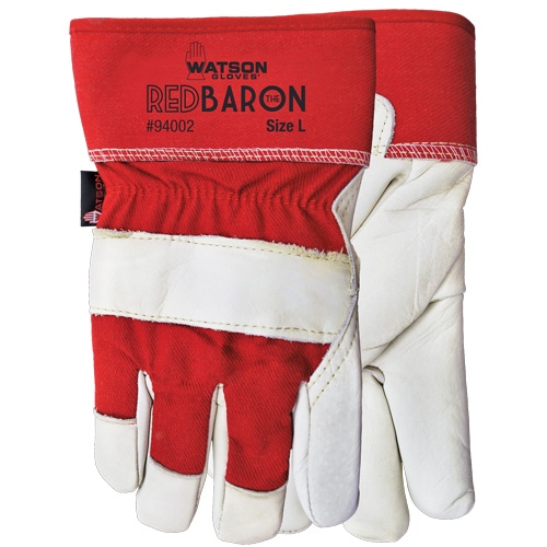 Gants d'ajusteur Red Baron, Grand, Paume en Cuir fleur de vache, Doublure en Tissu-laine Ontario Safety Products