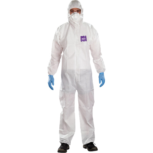 AlphaTec Microchem&reg; 3-Piece Chemical Resistant Coveralls with Hood, 2X-Large, White Ontario Safety Products