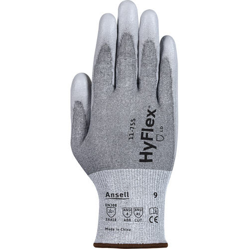 Gants r&eacute;sistants aux coupures 11-755  Hyflex, Taille 6, Calibre 18, Rev&ecirc;tement Polyur&eacute;thane, Enveloppe en Polyester/PEHP/Tungst&egrave;ne/Spandex, ASTM ANSI niveau A5/EN 388 niveau E Ontario Safety Products
