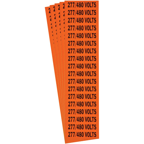 "277/480 Volts" Conduit & Voltage Labels, 1/2" x 2-1/4", Cloth/Vinyl, English Ontario Safety Products