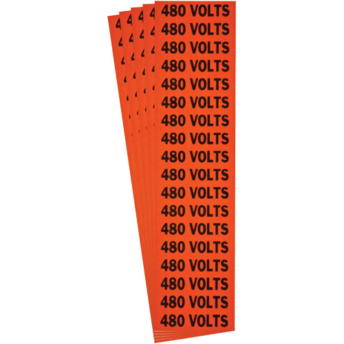 "480 Volts" Conduit & Voltage Labels, 1/2" x 2-1/4", Cloth/Vinyl, English Ontario Safety Products