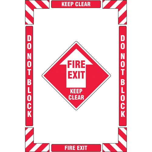 "Fire Exit" Floor Marking Kit, Adhesive, English with Pictogram Ontario Safety Products