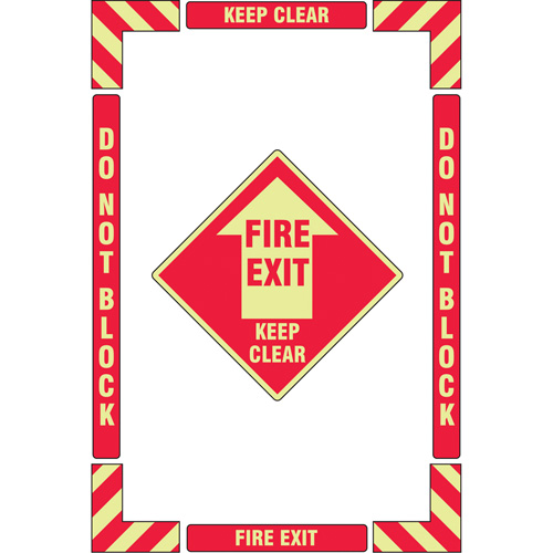 "Fire Exit" Floor Marking Kit, Adhesive, English with Pictogram Ontario Safety Products