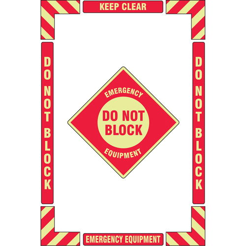 "Emergency Equipment" Floor Marking Kit, Adhesive, English with Pictogram Ontario Safety Products