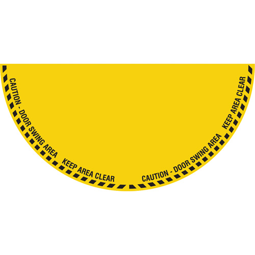 "Caution" Half Circle Swing Door Floor Sign, Adhesive, English with Pictogram Ontario Safety Products