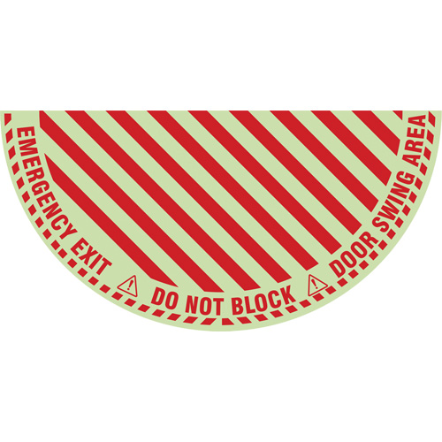 "Emergency Exit" Half Circle Swing Door Floor Sign, Adhesive, English with Pictogram Ontario Safety Products