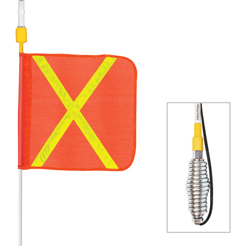Safety Whip&reg; All-Weather Super-Duty Warning Whips with Constant LED Light, Spring Mount, 5' High, Orange with Reflective Ontario Safety Products