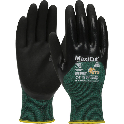ATG MaxiCut&reg; Oil Cut-Resistant Gloves, Size Large, 15 Gauge, Nitrile Coated, Engineered Yarn Shell, ASTM ANSI Level A2/EN 388 Level 3/EN 388 Level B Ontario Safety Products