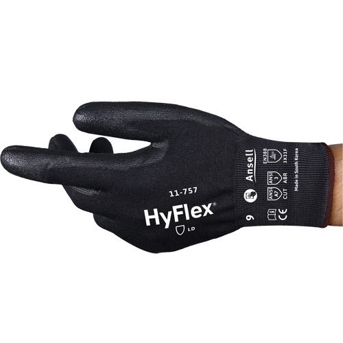 Gants r&eacute;sistant aux coupures Hyflex 11-757, Taille 8, Calibre 18, Rev&ecirc;tement Polyur&eacute;thane, Enveloppe en Intercept, ASTM ANSI niveau A7/EN 388 niveau F Ontario Safety Products