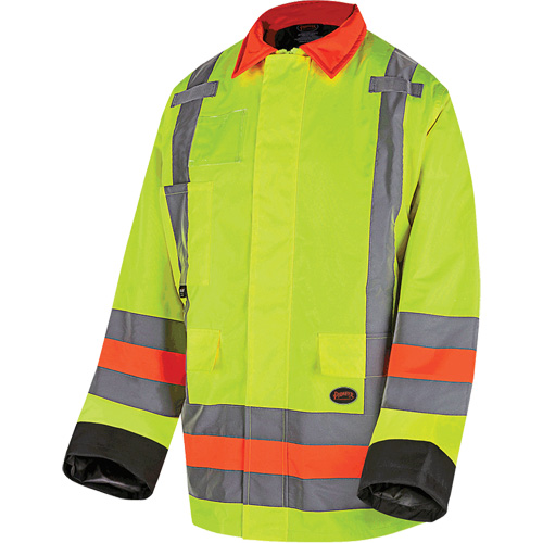 6040 Veste de contr&ocirc;le de la circulation pour l'hiver qu&eacute;b&eacute;cois, Polyester, Jaune lime haute visibilit&eacute;, T-petit Ontario Safety Products