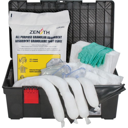 Trousses contre les d&eacute;versements dans une boîte &agrave; outils, Huile seulement, Bac, Absorbance de 31 gal. US Ontario Safety Products