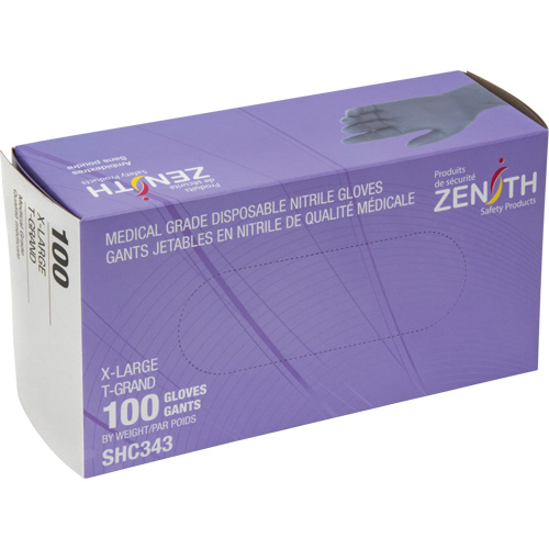 Medical Grade Disposable Gloves, X-Large, Nitrile, 6-mil, Powder-Free, Black, Class 2 Ontario Safety Products