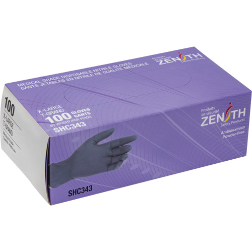 Medical Grade Disposable Gloves, X-Large, Nitrile, 6-mil, Powder-Free, Black, Class 2 Ontario Safety Products