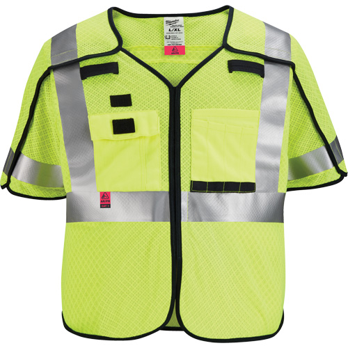 Breakaway Mesh Safety Vest, Black/High Visibility Lime-Yellow, Medium/Small Ontario Safety Products