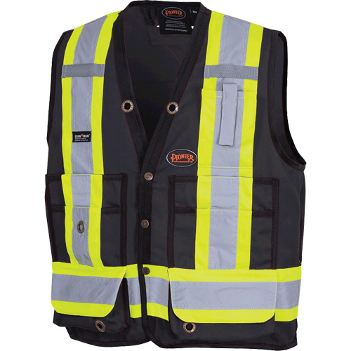 6692BK Surveyor's Safety Vest, Black, Medium, Polyester Ontario Safety Products