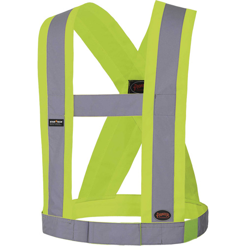 5492 Bretelles de s&eacute;curit&eacute; r&eacute;glable de 4" de large, R&eacute;pond ou surpasse la norme CSA Z96 classe 2 - niveau 2, Jaune lime haute visibilit&eacute;, Couleur r&eacute;fl&eacute;chissante Argent, Taille unique Ontario Safety Products