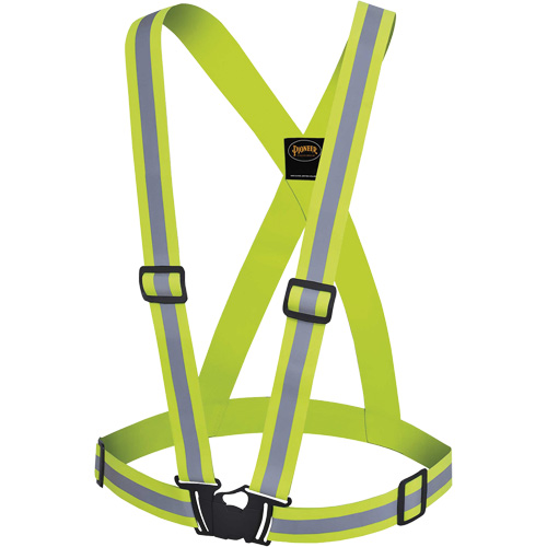 5497 Safety Sash, High Visibility Lime-Yellow, Silver Reflective Colour, One Size Ontario Safety Products