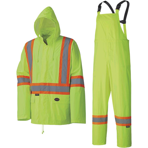 5599 Combinaison de pluie imperm&eacute;able et l&eacute;g&egrave;re, Polyester/PVC, T-petit, Jaune lime haute visibilit&eacute; Ontario Safety Products