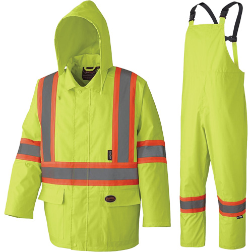 5609 Combinaison de pluie imperm&eacute;able 210D, Polyester/PVC, T-petit, Jaune lime haute visibilit&eacute; Ontario Safety Products
