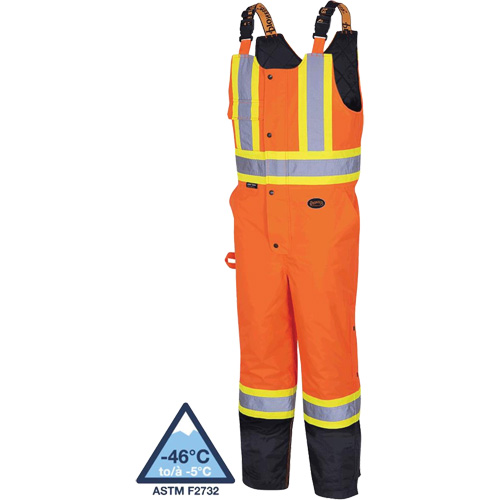 5040BB Salopettes matelass&eacute;es imperm&eacute;ables, Polyester, T-petit, Noir/Orange haute visibilit&eacute; Ontario Safety Products