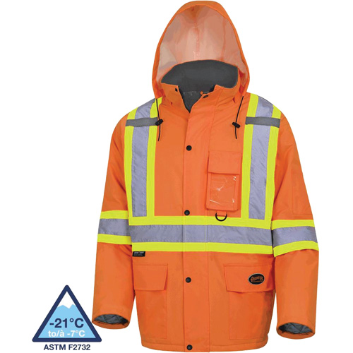 5030 Manteau de s&eacute;curit&eacute; matelass&eacute; imperm&eacute;able, Orange haute visibilit&eacute;, Petit Ontario Safety Products