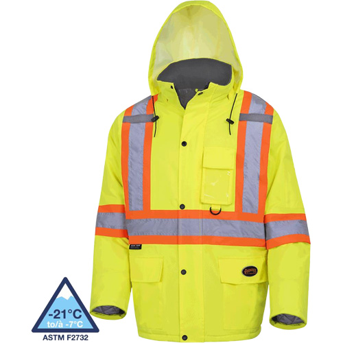 5031 Waterproof Quilted Safety Parka, High Visibility Lime-Yellow, Small Ontario Safety Products