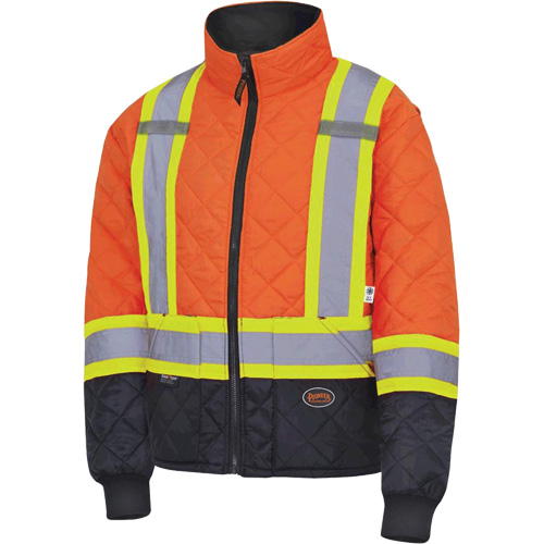 5015 Quilted Freezer Jacket, Polyester, Black/High Visibility Orange, X-Small Ontario Safety Products