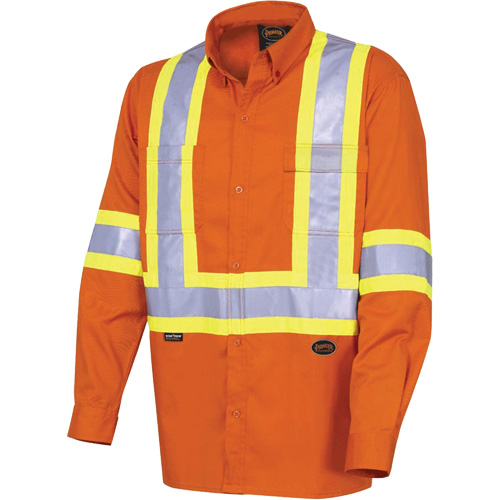 4441 Chemise de s&eacute;curit&eacute; &agrave; manches longues ultra respirante, Coton, Petit, Orange haute visibilit&eacute; Ontario Safety Products