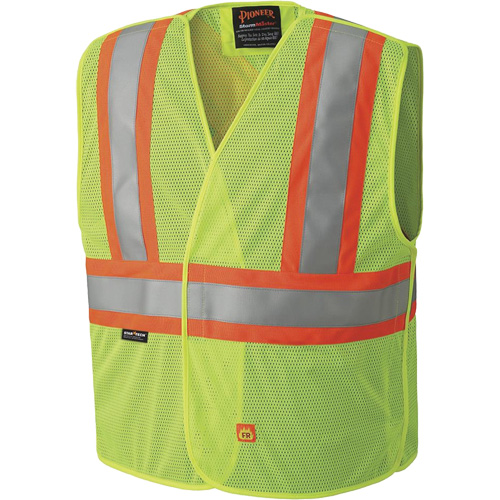 6916A Flame Resistant Safety Vest, High Visibility Lime-Yellow, Medium/Small, Polyester Ontario Safety Products