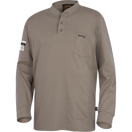 331 FR Interlock Henley Shirt, Small, Beige Ontario Safety Products