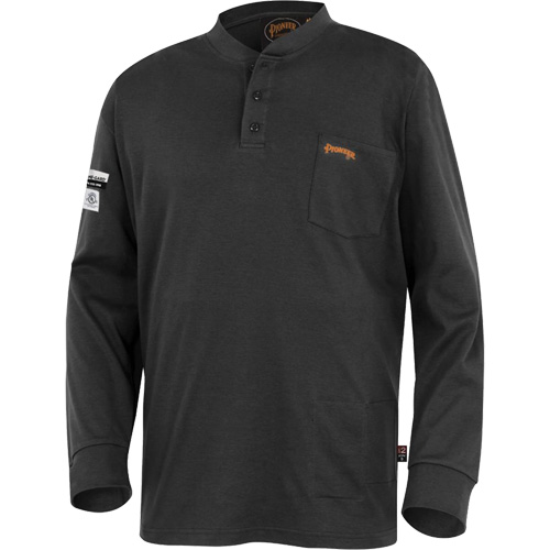 332 Chandail Henley en tricot interlock ignifuge, Petit, Noir Ontario Safety Products