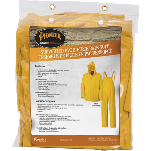 577 3-Piece Rain Suit, Polyester/PVC, 6X-Large, Yellow Ontario Safety Products