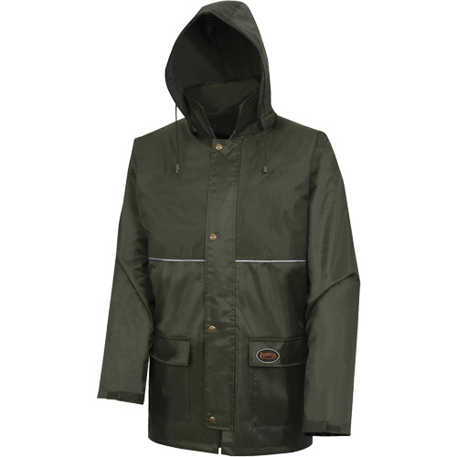 D8120J Manteau &agrave; capuchon ind&eacute;chirable Nailhead pour planteur d'arbres, Polyester/PVC, T-petit, Vert Ontario Safety Products