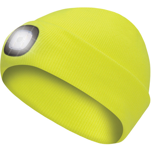 5676 Tuque en tricot avec lampe frontale &agrave; DEL, Doublure en Molleton, Taille unique, Jaune haute visibilit&eacute; Ontario Safety Products