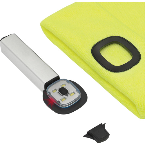 5676 Tuque en tricot avec lampe frontale &agrave; DEL, Doublure en Molleton, Taille unique, Jaune haute visibilit&eacute; Ontario Safety Products