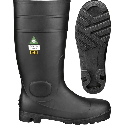 1022 Safety Boots, PVC, Steel Toe, Size 10, Puncture Resistant Sole Ontario Safety Products