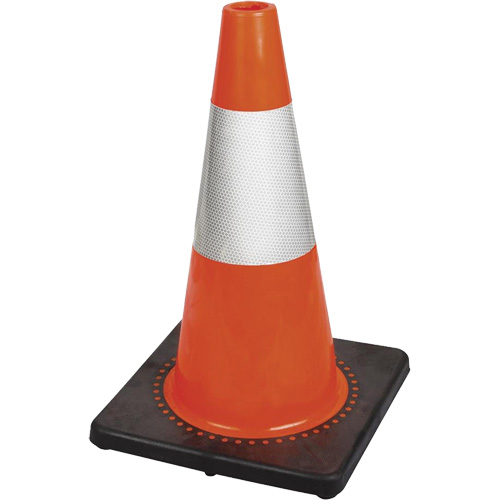 181 C&ocirc;ne de s&eacute;curit&eacute; flexible de premi&egrave;re qualit&eacute;, 18", Orange, Bande(s) r&eacute;fl&eacute;chissante(s) 6" Ontario Safety Products