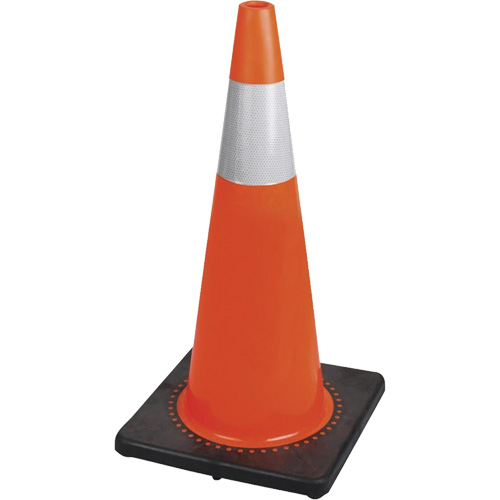 183N C&ocirc;ne de s&eacute;curit&eacute; flexible de premi&egrave;re qualit&eacute;, 28", Orange, Bande(s) r&eacute;fl&eacute;chissante(s) 4" Ontario Safety Products