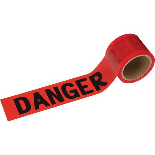 388 Danger Tape, Bilingual, 3" W x 200' L, 1.5 mils, Black on Red Ontario Safety Products