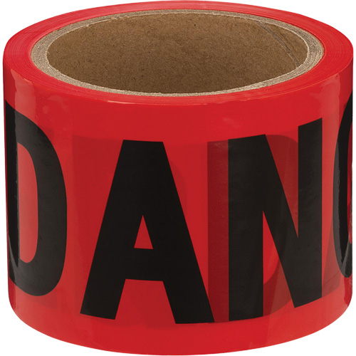 388 Danger Tape, Bilingual, 3" W x 200' L, 1.5 mils, Black on Red Ontario Safety Products