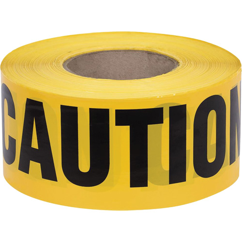 387 Ruban d'avertissement, Anglais, 3" la x 1000' lo, 1,5 mil, Noir sur jaune Ontario Safety Products