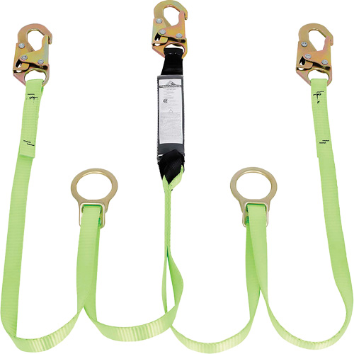SA-54055-6 Shock Absorbing Lanyard, 6', Snap Hook Center, Snap Hook Leg Ends, Polyester Ontario Safety Products