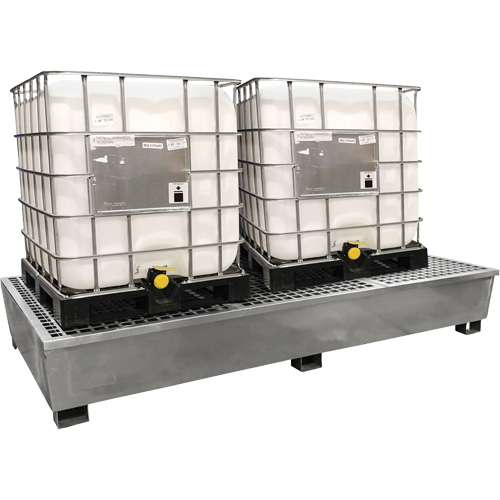Steel Ultra-Twin IBC Spill Pallet&reg;, 370 US gal. Spill Capacity, 103.8" x 26.8" x 51.1" Ontario Safety Products