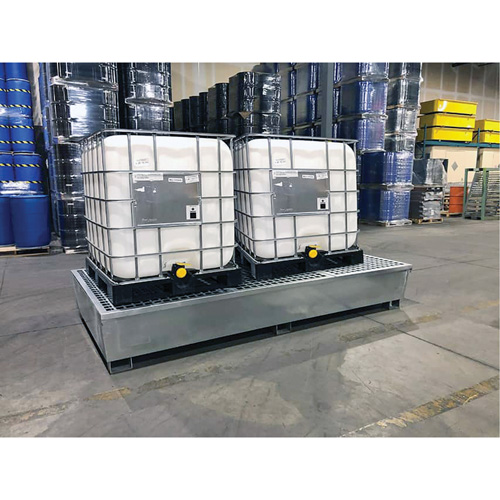 Steel Ultra-Twin IBC Spill Pallet&reg;, 370 US gal. Spill Capacity, 103.8" x 26.8" x 51.1" Ontario Safety Products