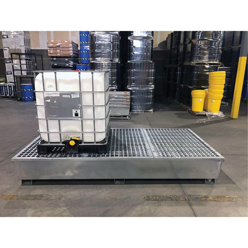 Steel Ultra-Twin IBC Spill Pallet&reg;, 370 US gal. Spill Capacity, 103.8" x 26.8" x 51.1" Ontario Safety Products