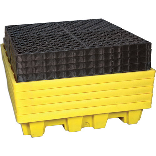Ultra-Spill Pallet emboitable, 4 barils, Capacit&eacute; de d&eacute;versement 66 gal. US, 51" x 51" x 10" Ontario Safety Products